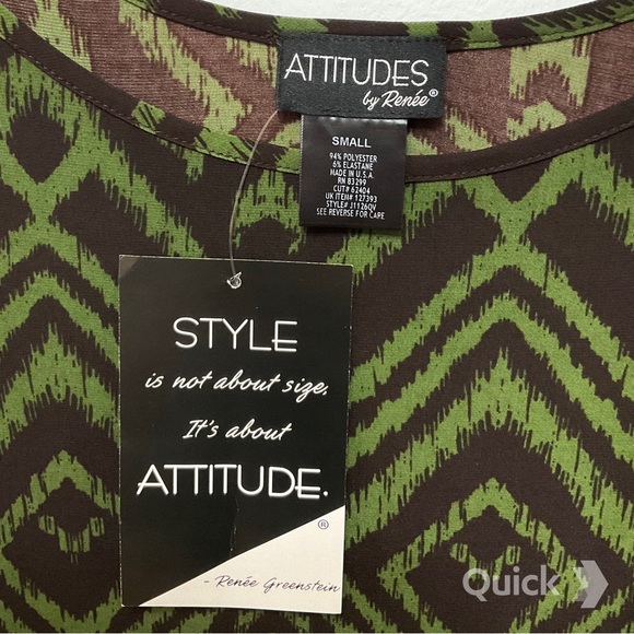 S - NWT Attitudes By Renee Concepts Print Top - Picture 6 of 8